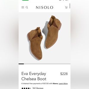 Nisolo Eva Everyday Chelsea Boot in Taupe Suede size 9.5 (fits more like a 9)